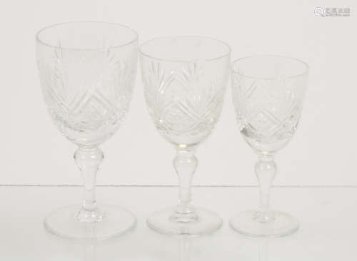 A part suite of Thomas Webb 'St. Andrews' cut crystal glassware, including tumblers, wine glasses (