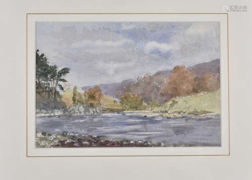 •John Cyril Harrison (1898-1985) pencil and watercolour on paper, 'Norwegian Landscape', 15.9 cm x