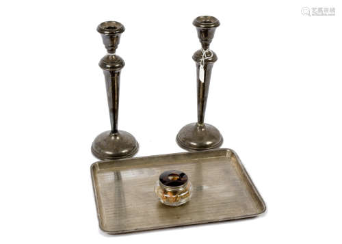A George V silver and faux tortoiseshell dressing table set, Henry Matthews, Birmingham 1925,