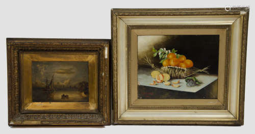 Early 20th Century British School oil on canvas, 'Still Life with Birds Nest' monogrammed and