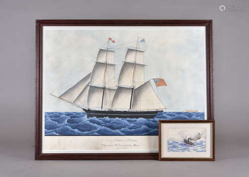 19th Century English School pencil, gouache and watercolour on paper, Brig Hope of Poole Francis