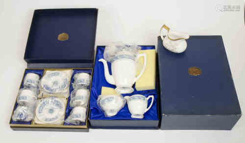 A 20th Century Coalport bone china 'Revelry' pattern coffee service, comprising coffee pot, six cups