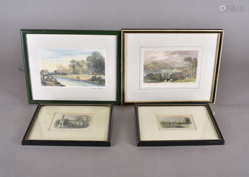 A group of six 19th Century topographical prints, including one of Eton College, four of Oxford