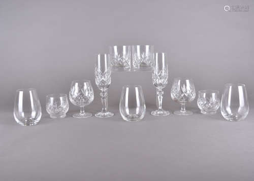 A set of six Dartington ovoid water glasses, together with a part Stuart crystal cut glass suite