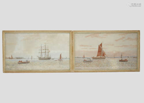 George Stanfield Walters (1838-1924) pair of watercolour and pencil on paper, 'Port Scene' and '
