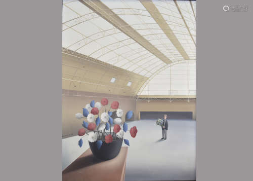 •Michael Quanne (b.1941) oil on canvas, 'Empty Concourse', signed and dated 'Quanne 95' (lower
