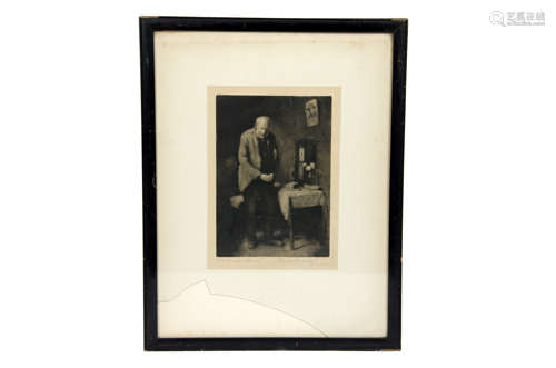 Charles Spencelayh '1865-1958' etching, 'Two Minutes Silence', signed and titled in pencil to