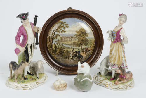 A group of assorted ceramics, including a Royal Copenhagen porcelain mouse on a naturalistic base, 7