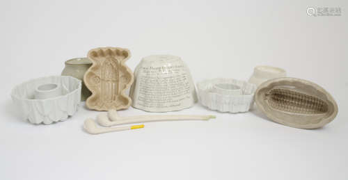 Seven ceramic jelly and dessert moulds, including a Brown & Polson's example. Together with three