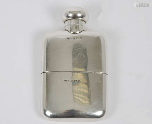 An Edward VII silver hip flask, marked Birmingham 1909, A & J Zimmerman Ltd, of rectangular form