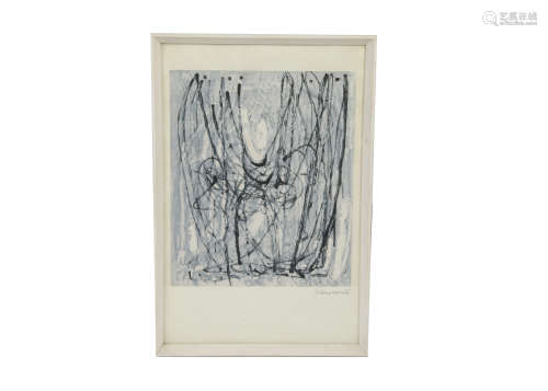 Dame Barbara Hepworth (1903-1975) print, 'Abstract' signed to mount 'Barbara Hepworth', 29.3 cm x
