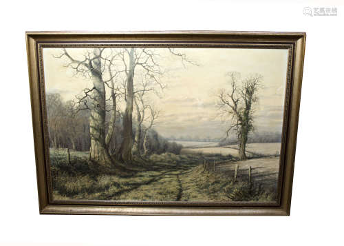 Mervyn Goode (b.1948) acrylic on board, 'Wooded Landscape - February Afternoon', signed 'Mervyn