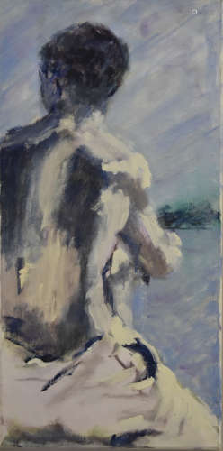 Contemporary British School oil on canvas, Study of a Male Back', 60 cm x 30 cm