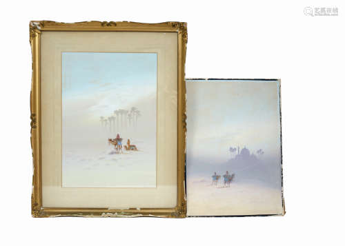 Furness Wilson (early 20th Century) pair of watercolour and gouache on card, 'Desert Landscape