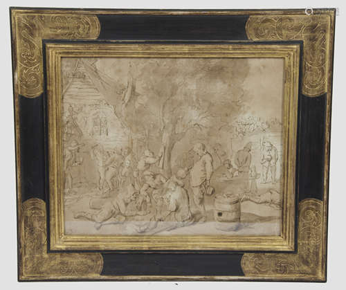 18th Century Dutch School After Adriaen Brouwer (c. 1605-1638) etching with mezzotint, 'Peasants