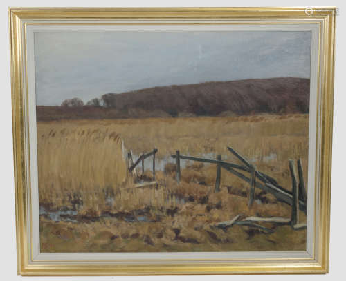 Marius Jensen Hindevad (1885-1977) oil on canvas, 'Rural Landscape', monogrammed and dated 'MJ