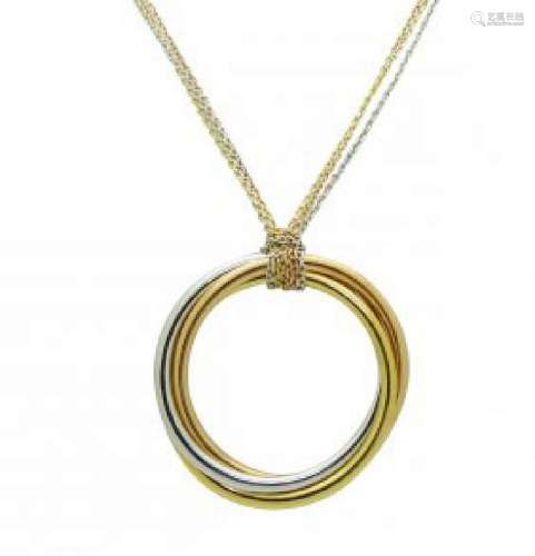 Trinity de Cartier 18K White Gold Necklace Tri Gold