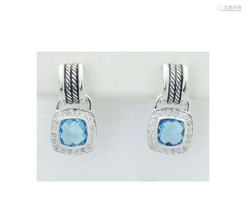 DAVID YURMAN Sterling Silver Blue Topaz and Diamond