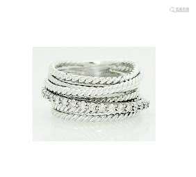 David Yurman 925 Sterling Silver Crossover Diamond Ring