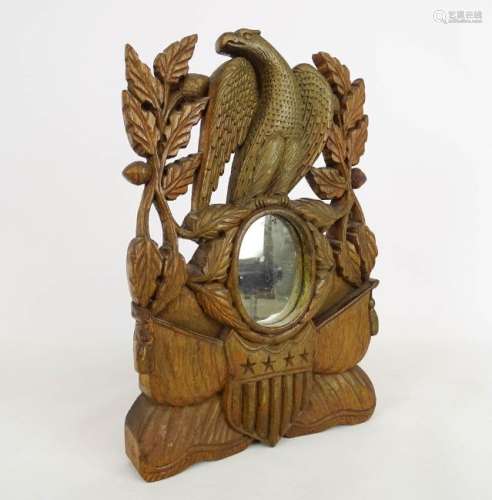 Folk Art Patriotic Carved Mirror