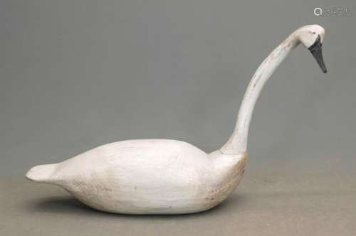 Folk Art Carved Wooden Swan