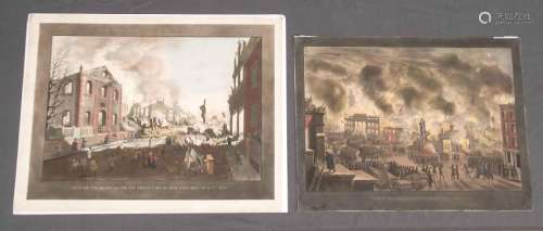 New York City Fire 1835 Prints Pair (2)