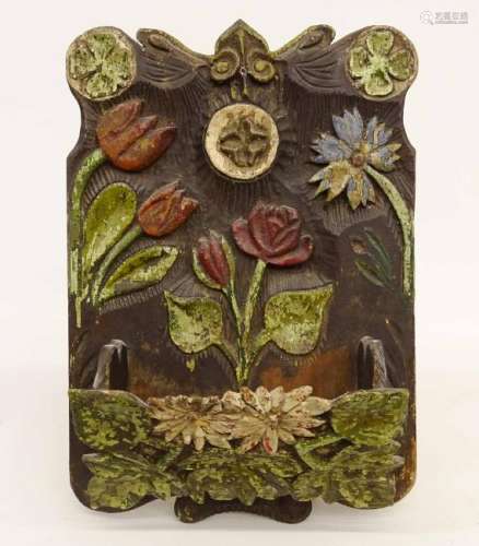 19th c. Carved Wall Box
