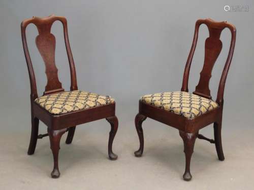 Pair 18th c. Queen Anne Chairs