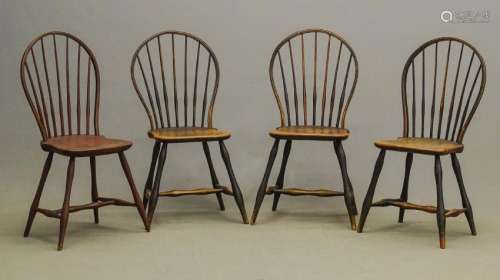 Set Of (4) 18th c. Windsor Chairs
