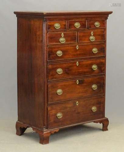 18th c. Cherry Tall Chest Of Drawers