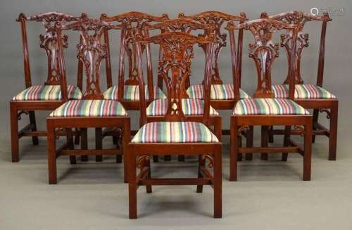 Set Of (8) Chippendale Style Chairs