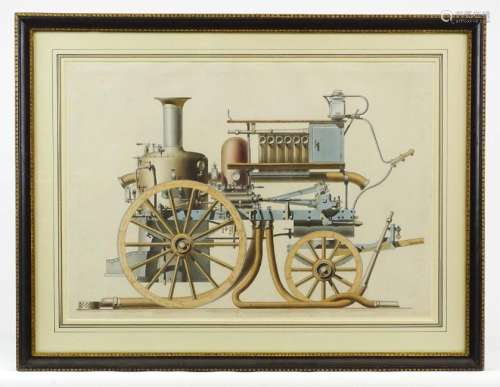 Early Watercolor Of Steam Engine