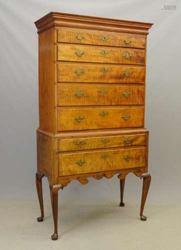 18th c. Queen Anne Curly Maple Highboy