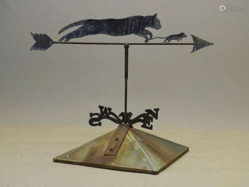 Sheet Metal Cat On Cupola Weathervane