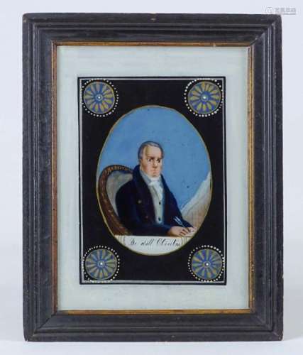 19th c. Reverse Painting Of DeWitt Clinton