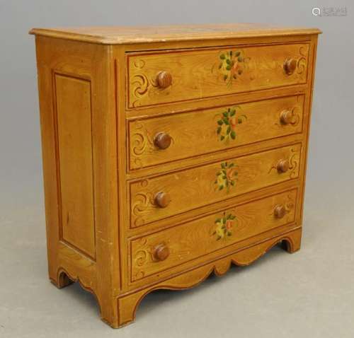 19th c. Cottage Painted Chest Of Drawers