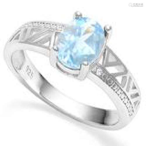 ELITE 1CT SKY BLUE TOPAZ SOLITAIRE SET RING