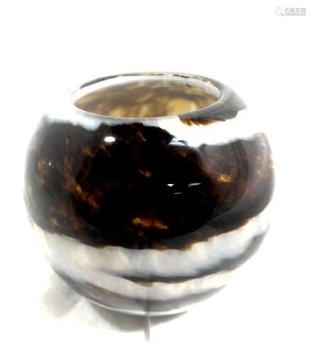 UNIQUE MURANO BROWN TONES SMALL FISHBOWL VASE