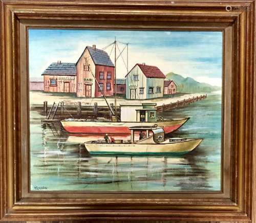 HELEN ROUSSEAU OIL ON CANVAS HARBOUR V$4,500