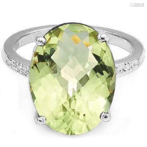 HUGE STUNNING 7CT GREEN AMETHYST FACETED OVAL RING