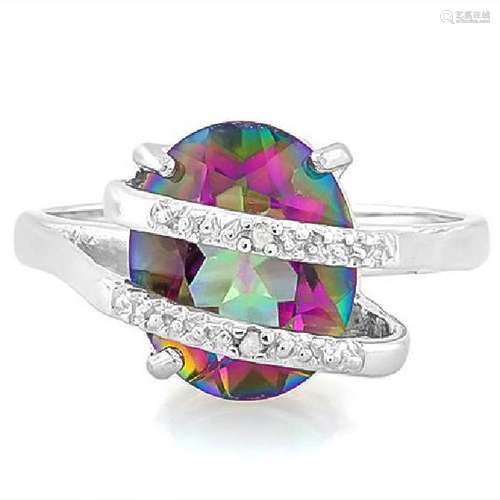 LOVELY DIAMOND ACCENT MYSTIC TOPAZ 2CT RING