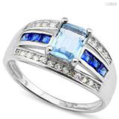 FABULOUS BLUE TOPAZ/SAPPHIRE ART DECO RING