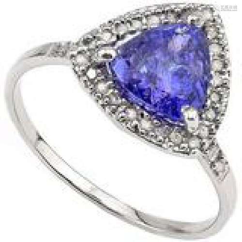 DAINTY OFFSET GENUINE .50CT TANZANITE STERLING RING