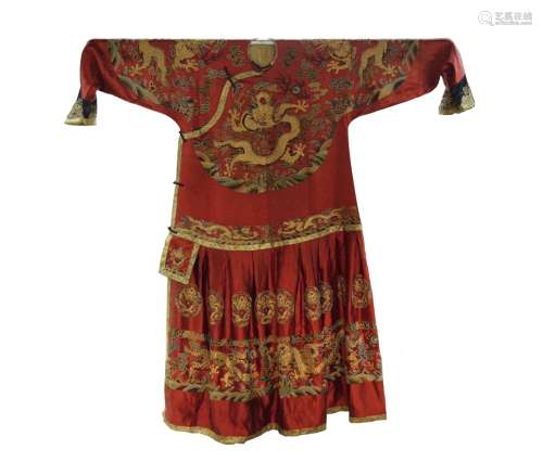 Embroidered Silk Robe With Gold Dragon