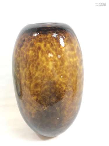 MODERNISITIC HAND BLOWN MEXICAN AMBER GLASS VASE