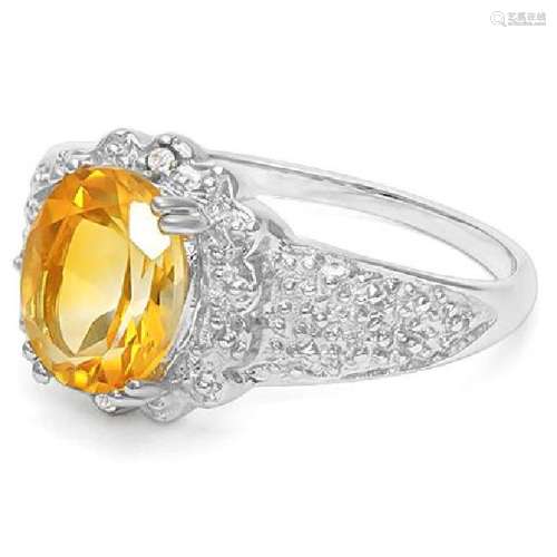 GLAM OVAL FACETED 1CT CITRINE GEMSTONE STERLING RING