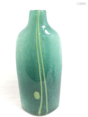 EXQUISITE MURANO GREEN SPECK/YELLOW DOT VASE