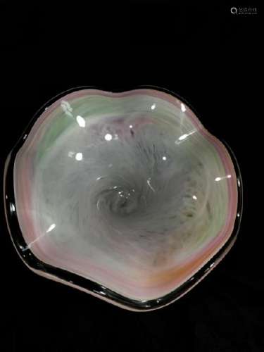 PRETTY PASTEL VINTAGE MURANO GLASS RUFFLE BOWL