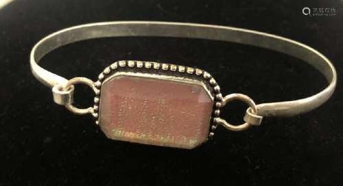 ELEGANT HANDMADE STERLING PINK GEMSTONE BRACELET