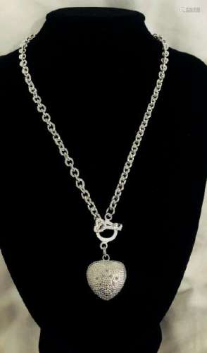 LOVELY LADIES STERLING HEART PENDANT NECKLACE